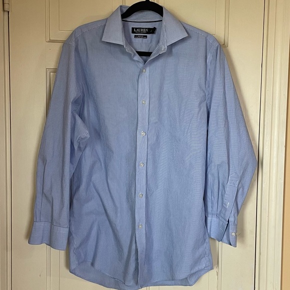 Ralph Lauren Slim Fit Non Iron Black Label Shirt Blue Striped Mens 16.5 32/33 - Picture 1 of 9